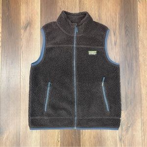 L.L.Bean Vest Mens Mocha Brown Sherpa Deep Pile Full Zip Fleece L